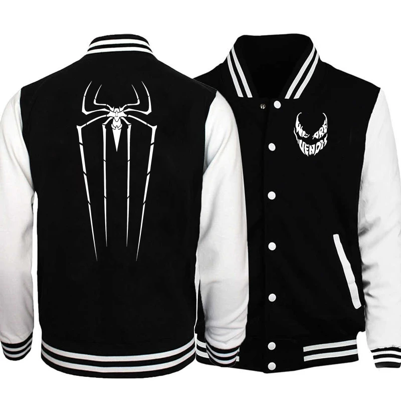 Anime Hero Print Spider Baseball Jacket Men Clothing Women Streetwear Fleece Bomber Jackets for Kids Winter Coats