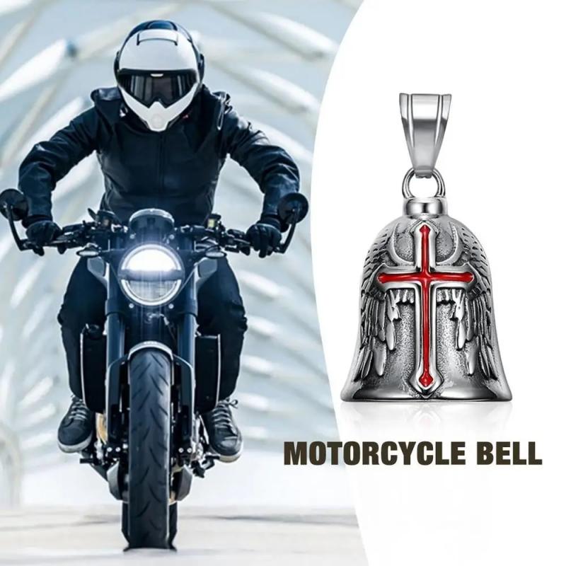 Vintage Ornament Motorcycle Bell Charm Riding Bell Necklace for Men Motorcycle Accessories Jewelry with Stainless Steel Chain