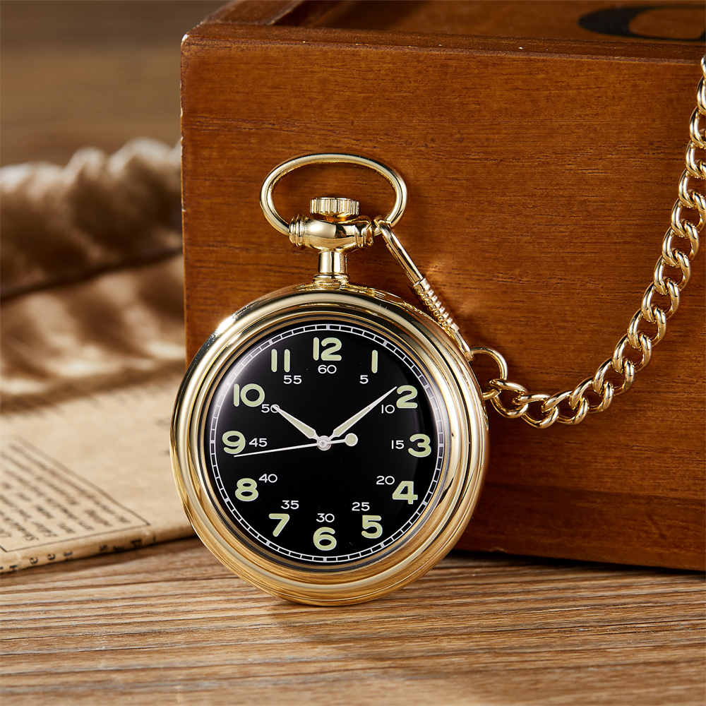 New classic retro luminous straight plate uncovered double Arabic numeral mechanical pocket watch suitable for men and women