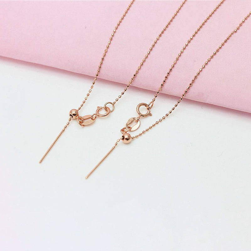 585 Purple Gold minimalist Little Rice Beads universal necklace adjustable plated 14K rose gold collar chain jewellery women