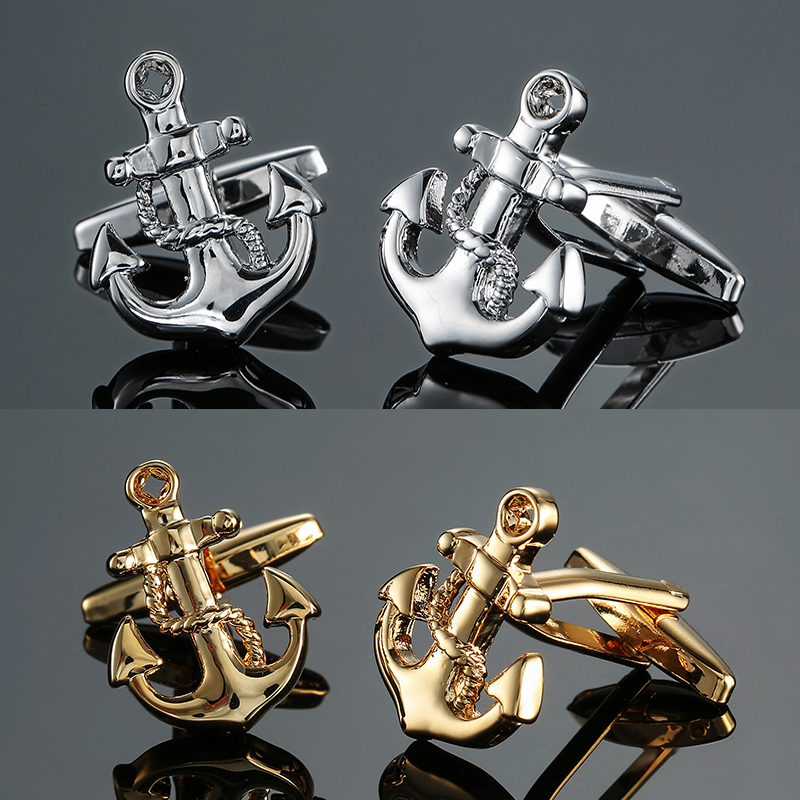 Men's French shirt cufflinks copper material boat anchor cufflinks fashion brand clothing accessories wholesale