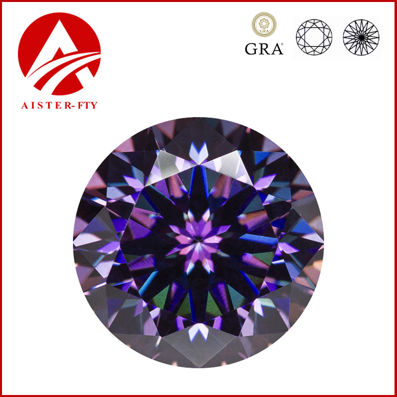 Royal Purple Moissanite Loose Diamonds Plum Blossom Cut 0.5-5.0ct GRA Certified Moissanita Stone Pass Diamond Tester