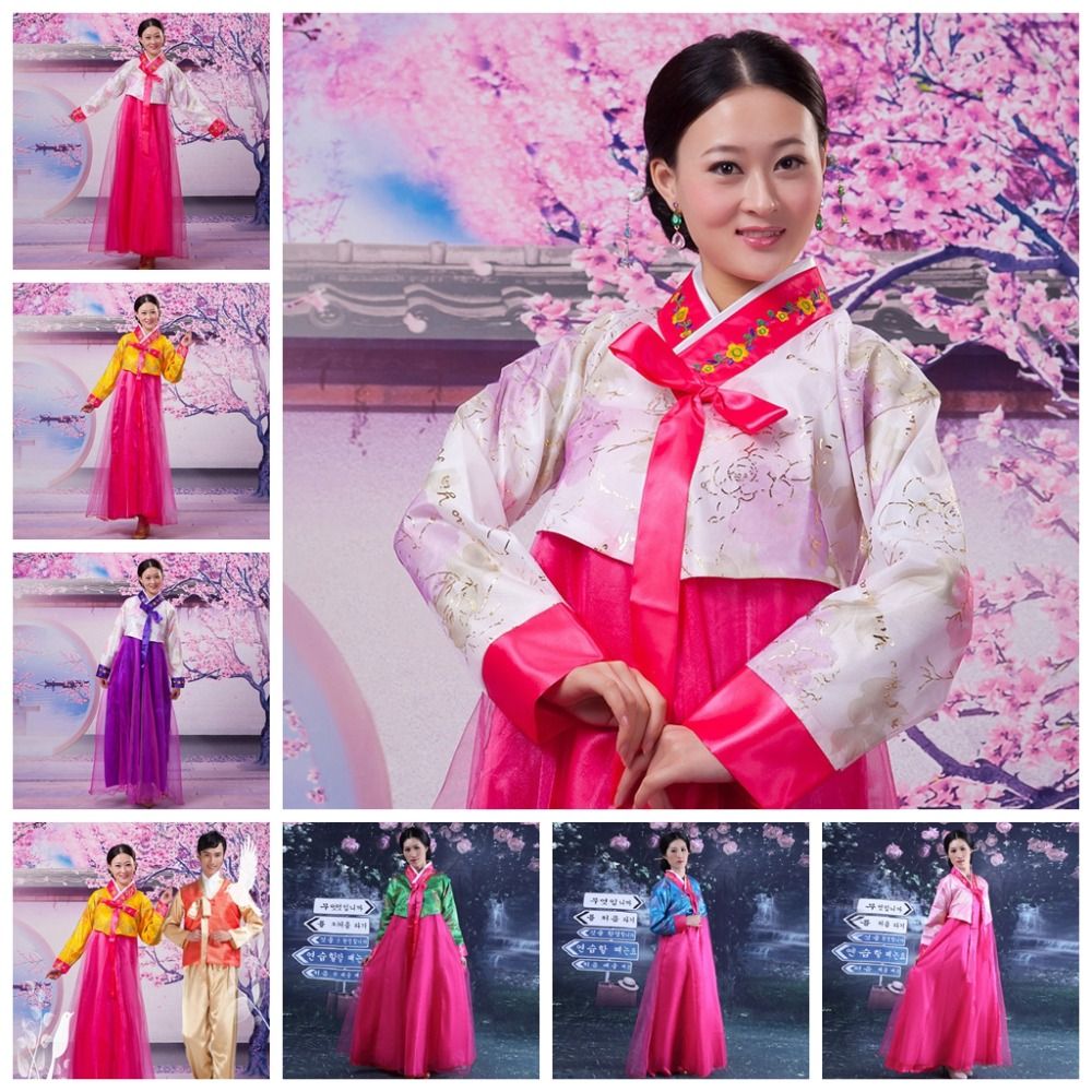Dae Jang Geum Traditional Korean Clothing Ethnic Style Embroidery Korean Hanbok Dress Multicolor Retro Stage Dance Costume