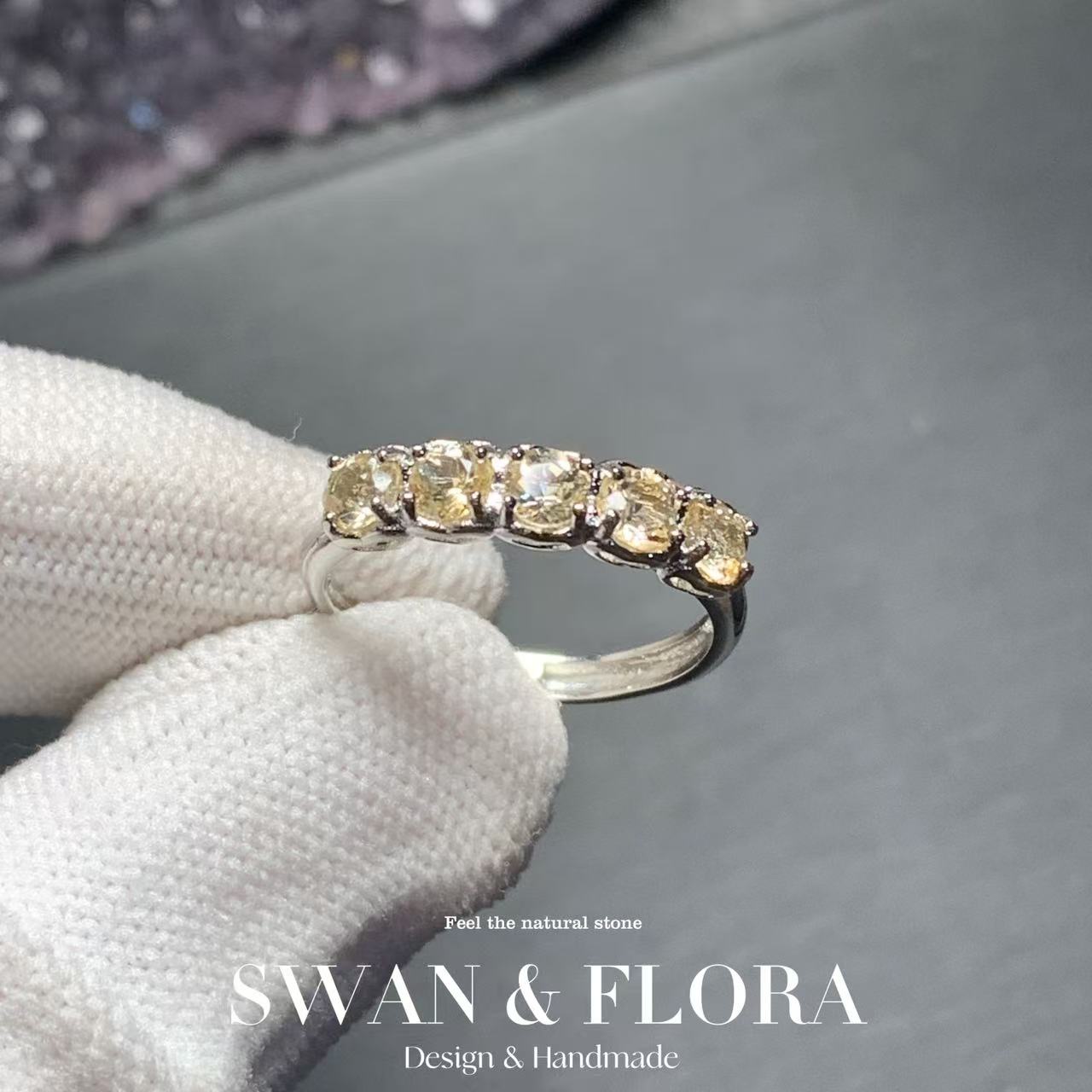 3MM Natural Citrine Ring Adjustable Female Ring Jewelry for Women Gift Wholesale High Quality Vintage Fine