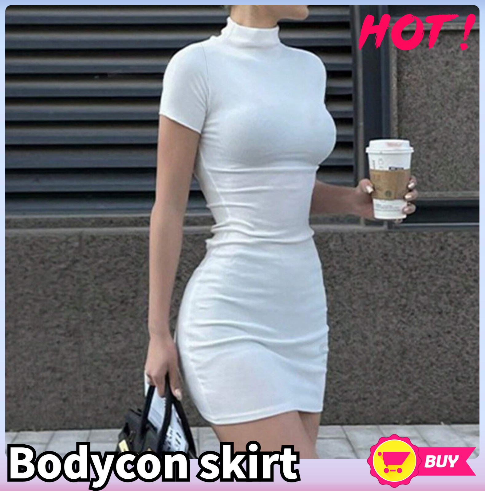 Women's Tight Hip Wrap Mini Dress With Sleeves Spicy Girls Slim Dresses Bodycon Party Clothing Sexy Summer Mujer Clothing
