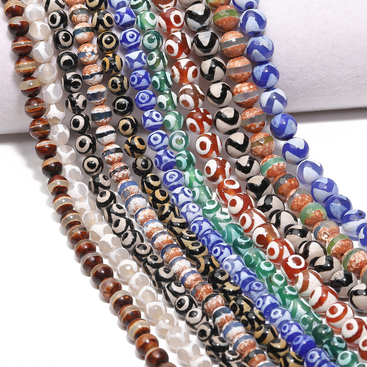 8-10mm Natural Stone Tibetan Dzi Beads Mystical Ancient Round Loose Bead For Jewelry Making Diy Bracelets Necklace Accessory