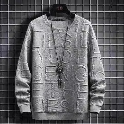 Trendy Loose-Fit Sweatshirt Casual Style Round Neck Pullover For Daily Wear Men's Autumn/Winter Fashionable Hong Kong Style
