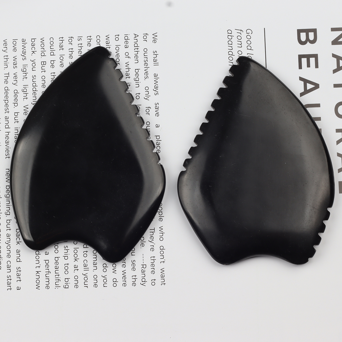 Natural Jade Face Gua Sha Tool Crystal China Bian Shi Stone Mineral Skin Care Massager Head Comb Body Health Massage Scraper
