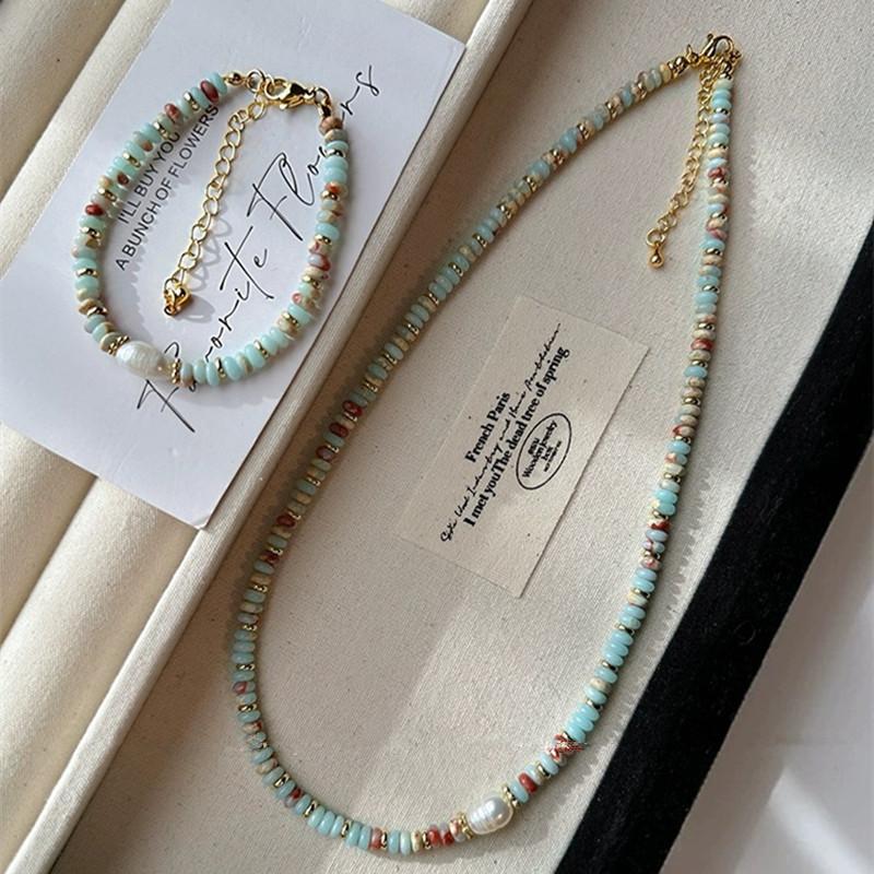 2024 New Trendy Natural Stone Freshwater Pearl Collar Chain Necklace Vintage Handmade Stylish Beads Jewelry Bijoux Gift