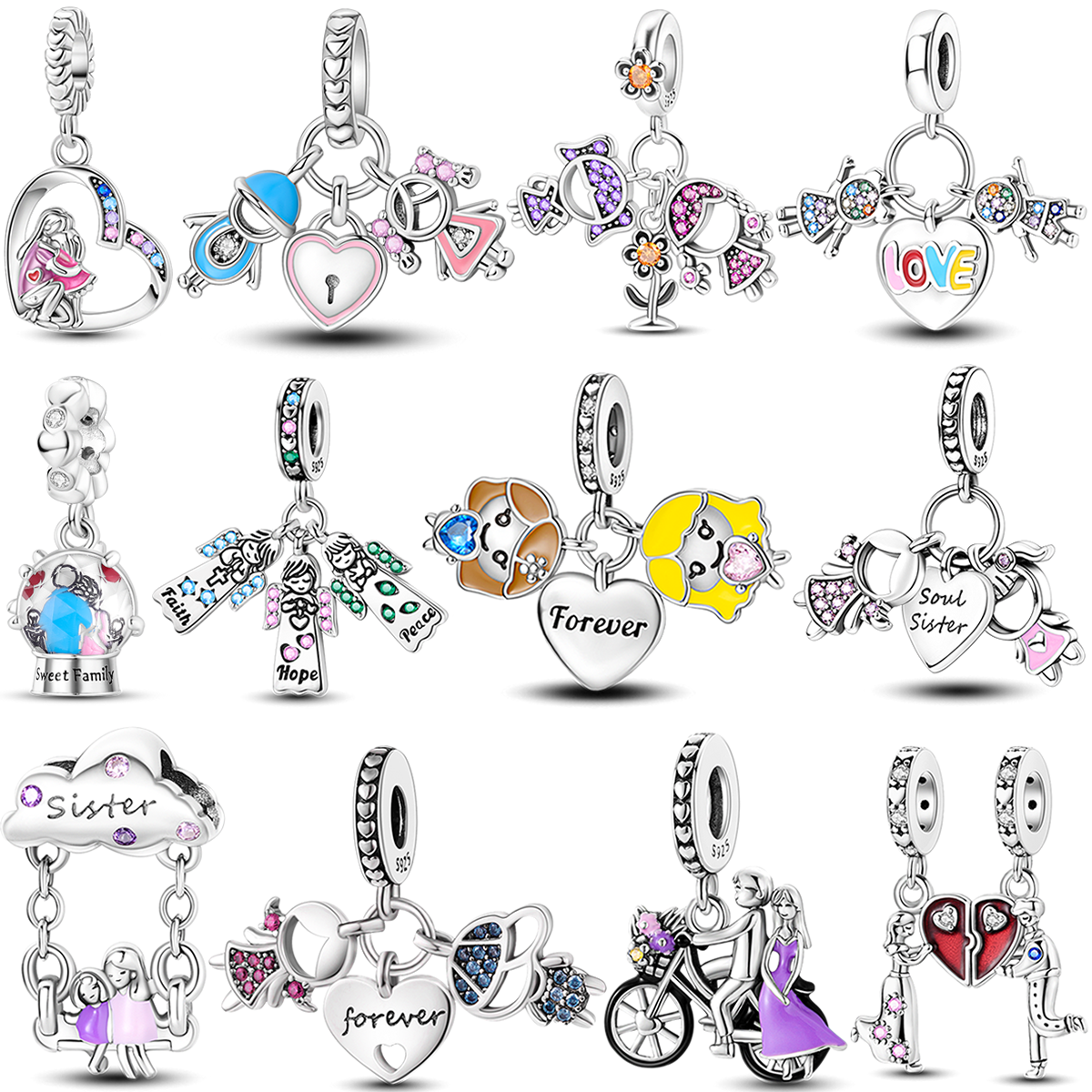 925 Sterling Silver Boy Girl Charms Bead Lover Friendship Pendants Fit Original Bangle Bracelet DIY Jewelry Marking Gift Charm