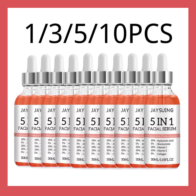 1/3/5/10Pcs 5 In 1 Facial Serum Hyaluronic Acid Essence Moisturizing Rejuvenation Vitamin C Niacinamide Brightening Skin Care