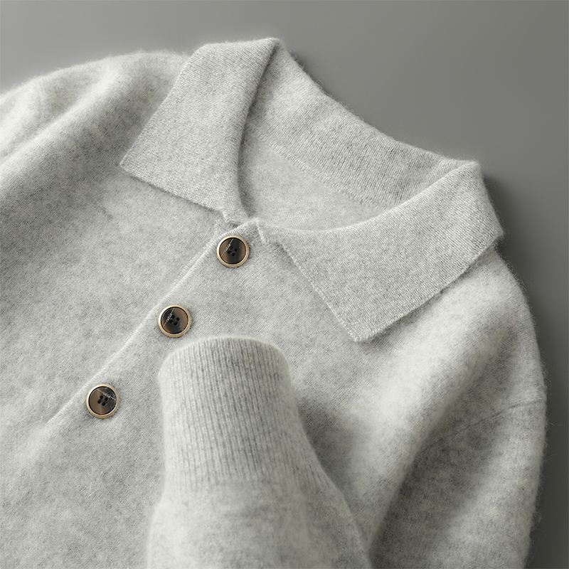 Hot selling new men's collar 100 Merino wool sweater solid color knitted long sleeved business men's pullover wool sweater