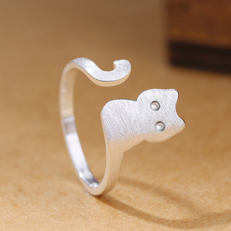925 Sterling Silver Cat Adjustable Rings For Women Engagement Luxury Jewelry Wholesale Argent 925 Jewellery