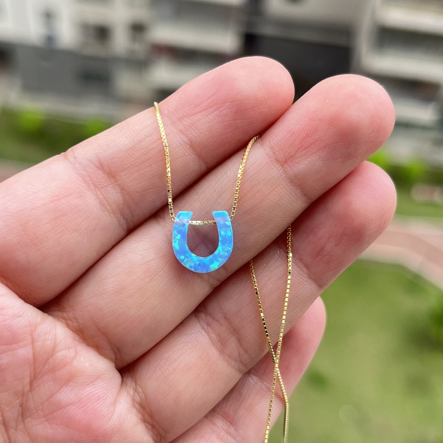 (1pc/lot) Promotion! Free shipping 925 Sterling Silver 10mm Horse Shoes Opal Necklace op38 purple Opal Necklace for women & Gift