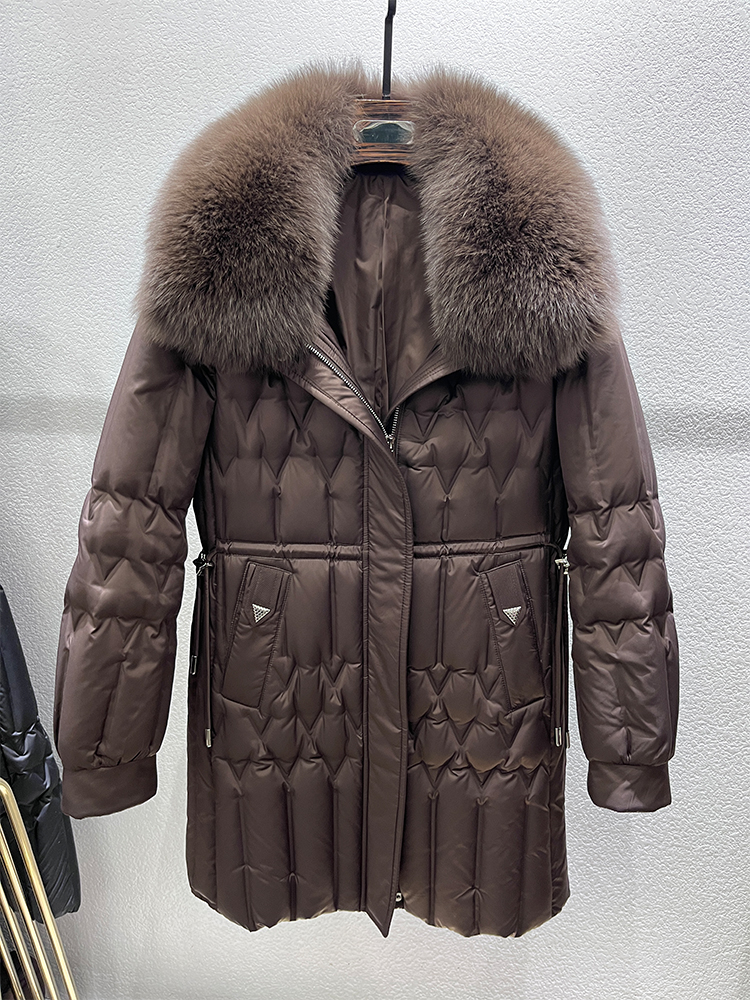 2025 New Fashion Winter Women 90% Goose Down Jacket Natural Real Fox Fur Collar Thick Warm Luxury Fur Parka Coat