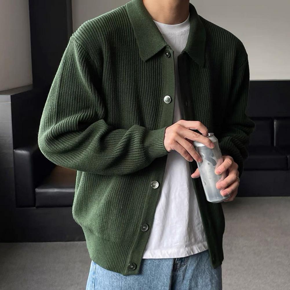 Fall Winter Men's Sweaters Loose Turn-down Collar Single-breasted Cardigan Long Sleeves Knitted Men's Coats Men's Clothing