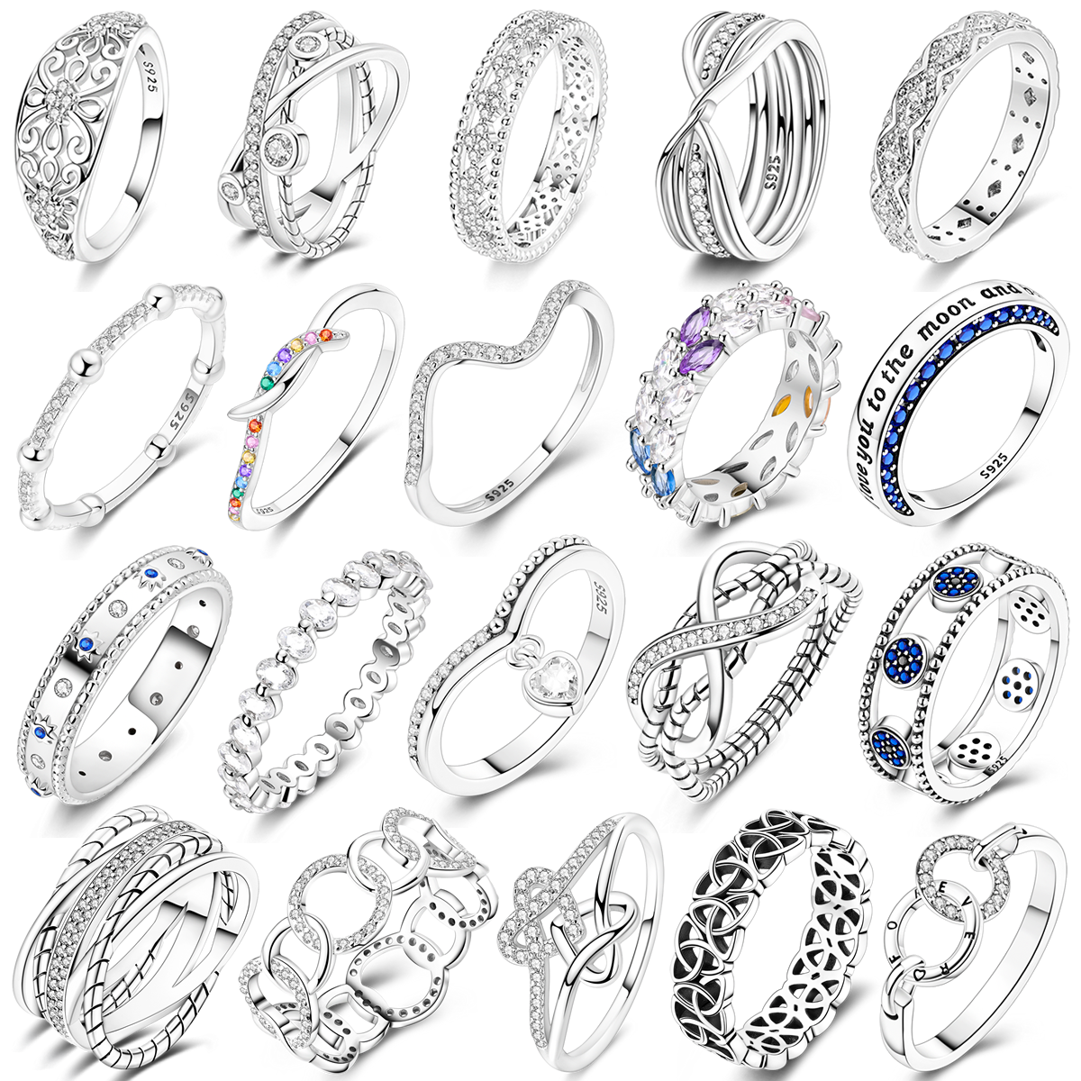 Original 925 Sterling Silver Women Rings 2025 Sparking Zirconium Ring LOVE Wedding Rings For Engagement Jewelry Anniversary Gift