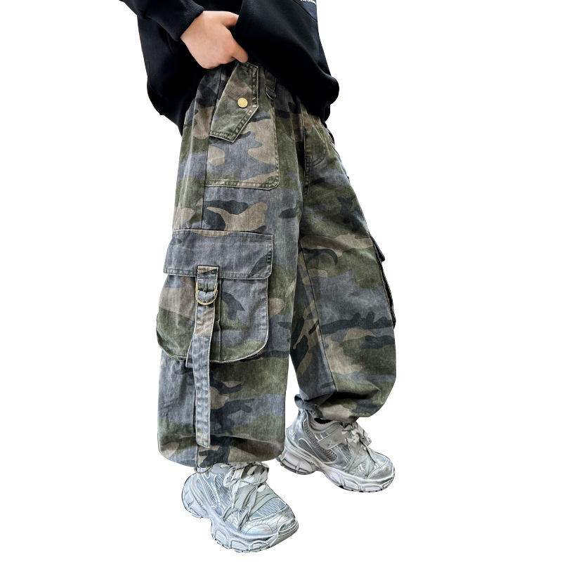 Baby Camo Pants for Boys 2024 Autumn New Arrivals Camouflage Pattern Cotton Casual Cargo Pants Children's Sport Trousers 5-14Y