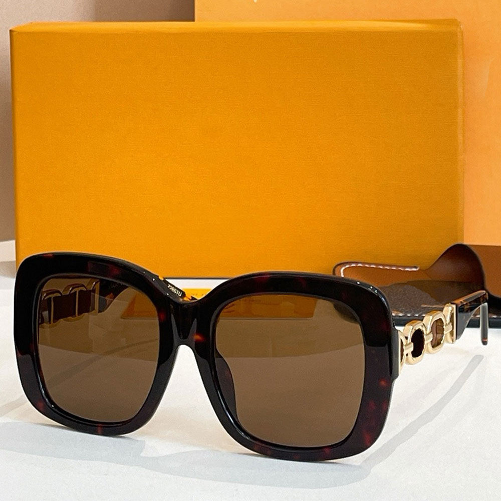 Z2861U My Chain Braided Maxi Square Sunglasses luxury womens designer black acetate framework sunglasses Gold toned signature hardware UV400 Protect