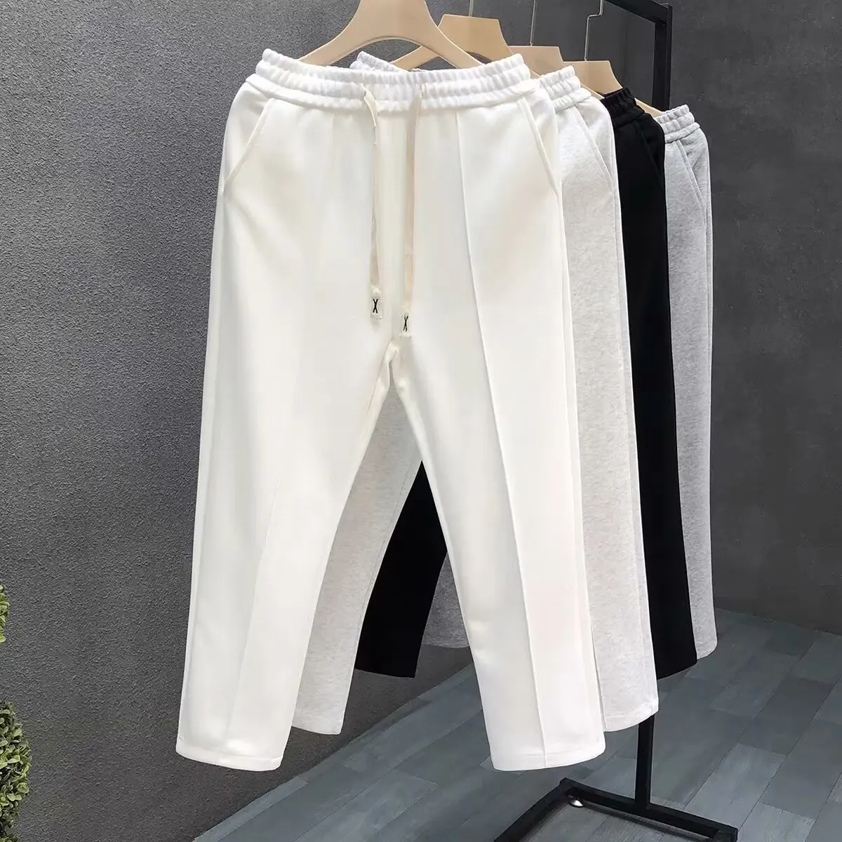 2024 New Style Loose Fit Casual Pants Men's Korean Trendy Versatile Pants Thin Safety Pants Wide Leg Pants Dragging Trousers