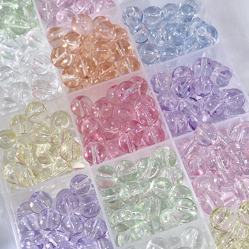 8mm 50/Lot Round Smooth Clear Multicolor Crystal Glass Loose Beads Wholesale For Jewelry Making DIY Charms Bracelet Necklace