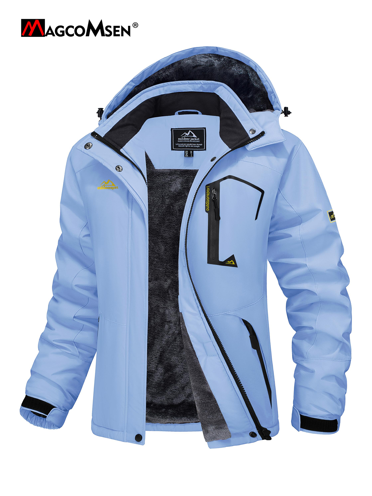 MAGCOMSEN Ski Jackets Women Waterproof Insulated Snow Jacket Warm Windproof Winter Coats with Hood Fleece Lined Snowboard Anorak