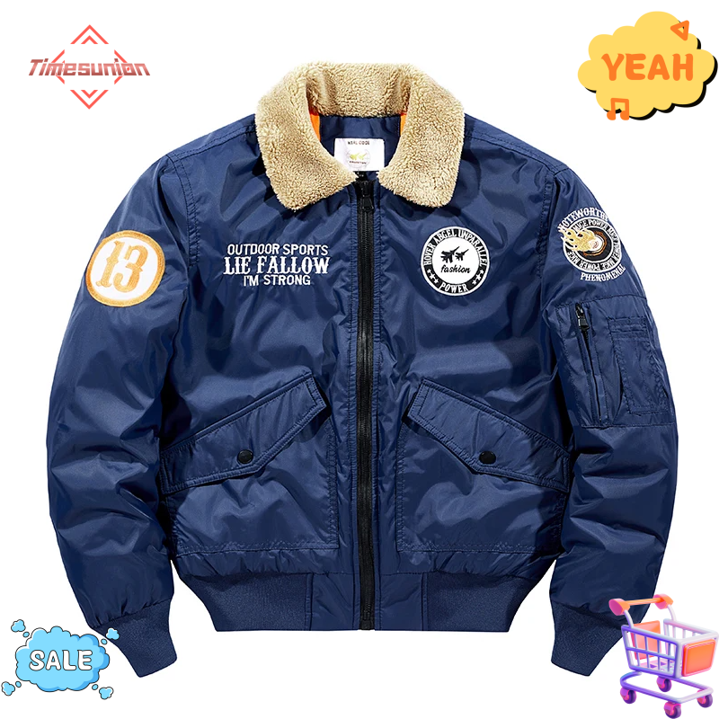 Autumn Winter Jacket for Men Outwear Mens Cotton Padded Pilot Bomber Jacket Coat Casual Baseball Jackets Varsity Jackets