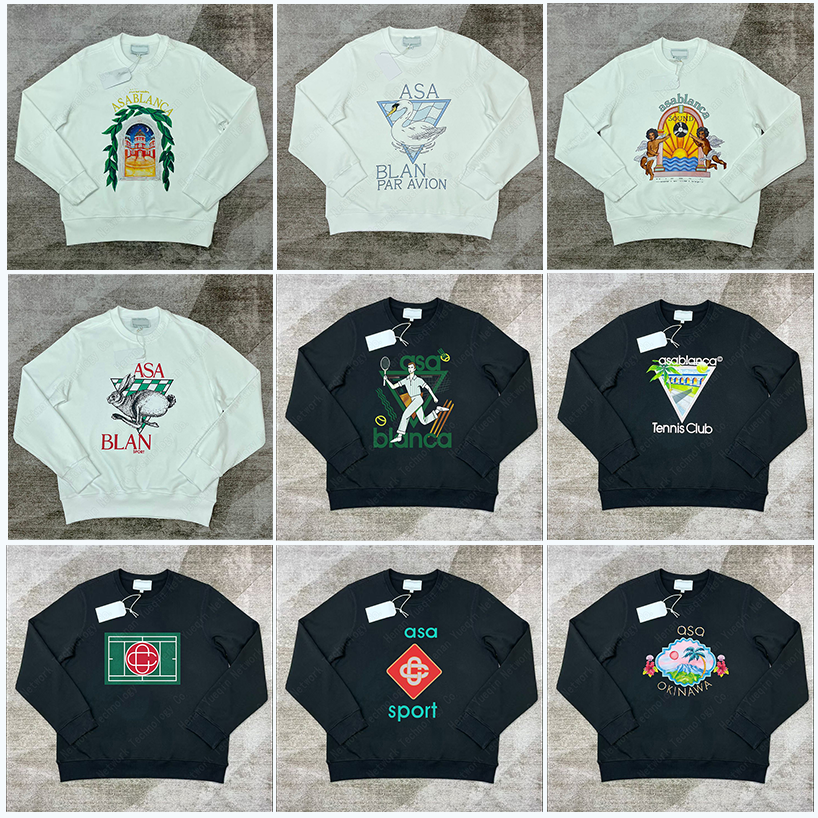 Casas Blanca T-shirts Cormeau de créateur Sweat à capuche arc-en-ciel Casablancalie T-shirt à manches longues Coton Men Loose Femmes Sweat à capu