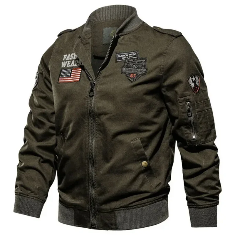 Motorcycle Tactics Jackets Men Autumn Spring Bomber Cotton Coat Embroidery Airplane Pilot Cargo Jacket Male Jaqueta Outdoor