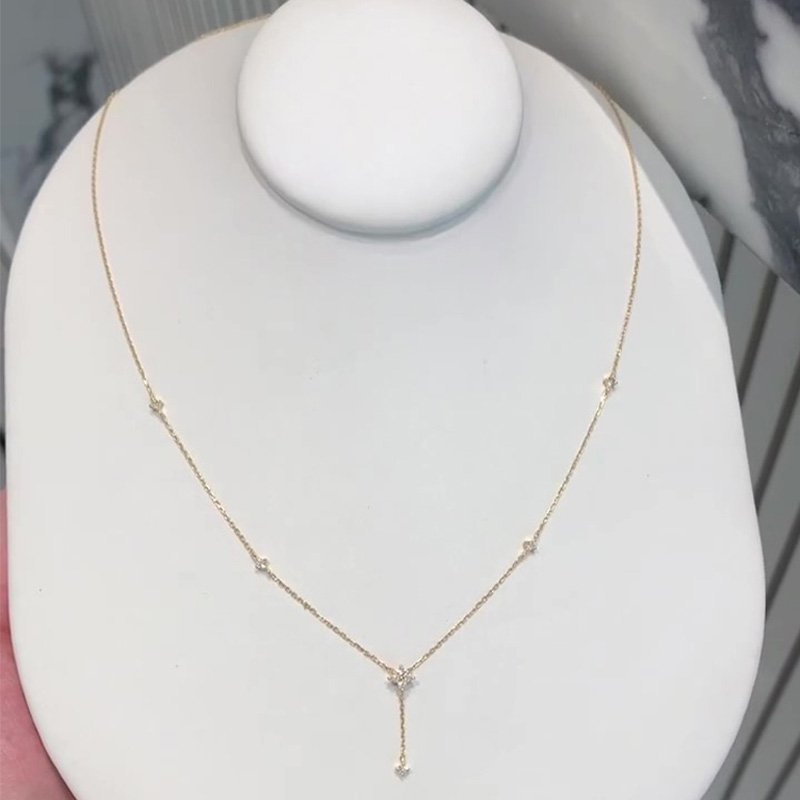 New 925 Sterling Silver Clover Zircon Long Pendant O-Chain Choker Necklace 2024 Spring Women Wedding Gift Fine Jewelry Wholesale