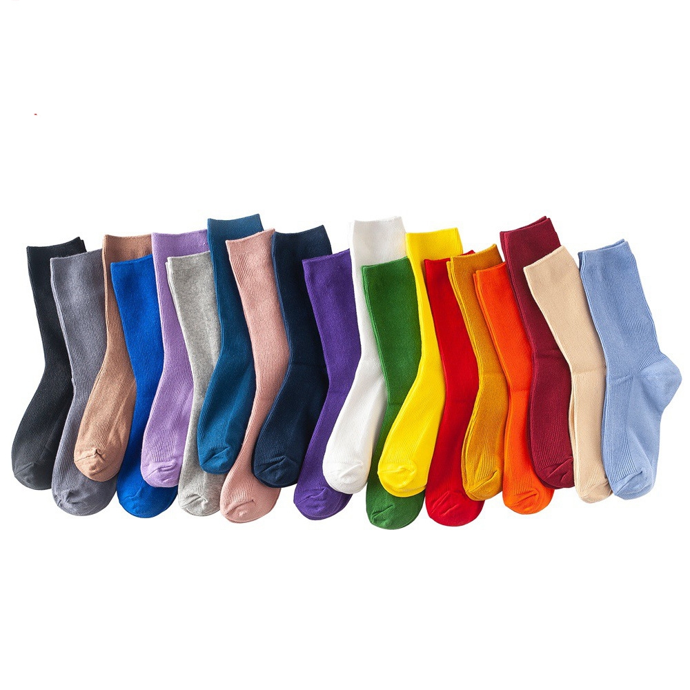 Colorful Harajuku Retro Women Cotton Candy Solid Color Socks Winter Korean Klein Blue Ancora Red Green Designer Christmas Cute