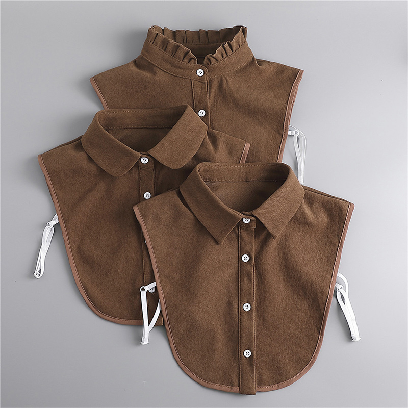 Coffee Color Fake Collar Solid Color Women Detachable Shirt Collar Spring Simple Turtleneck Dickie For Inner Clothe 35*35cm