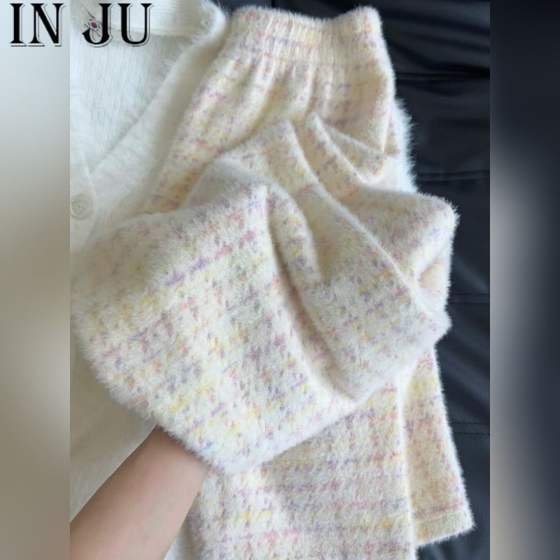 Houndstooth Wide Leg Pants Women's Lovely Girl Autumn Casual Thickened Tie-dye Designer Winter Drawstring Loose Check Trousers