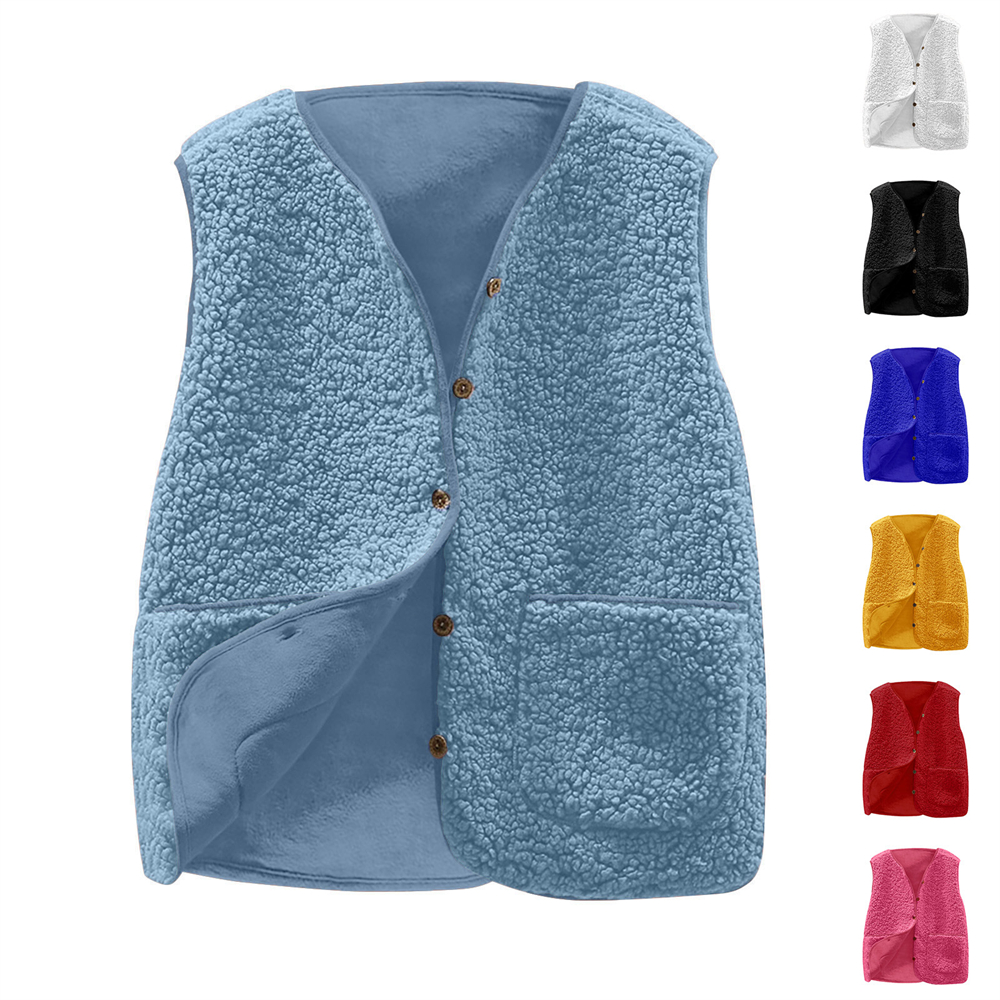 Ladies Faux Lamb Fur Vest Women's Winter Short Korean Version Loose All-match Plush Waistcoat Sleeveless Jacket Sweet Tank Tops