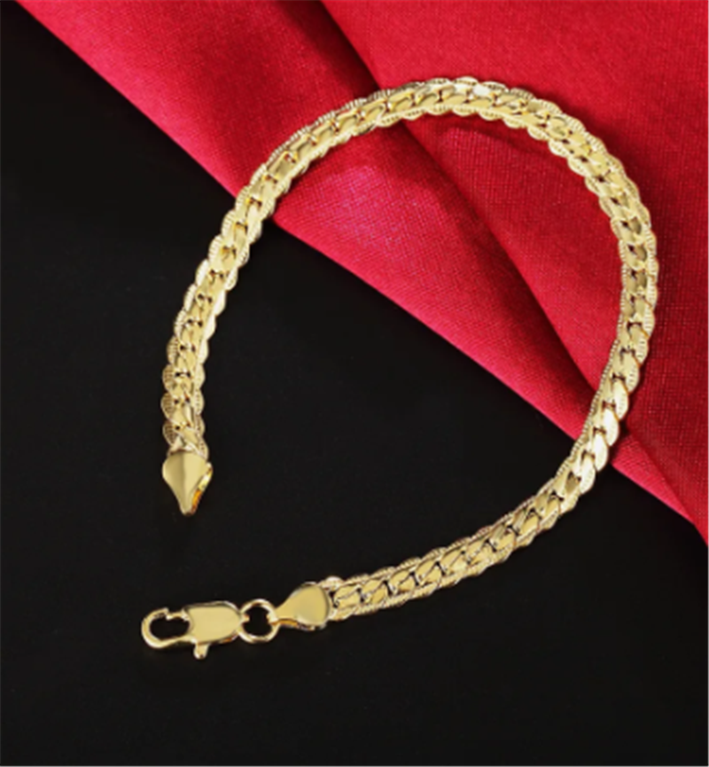 Fashion 18k Gold 925 Sterling Silver 5MM Men Jewelry Charm Women Lady Chain Bracelets Wedding Party Gifts