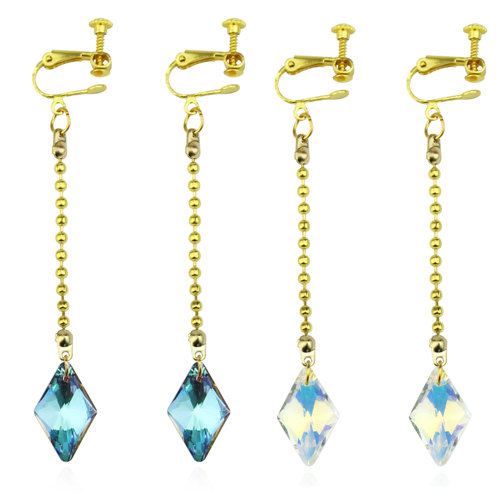 Anime Hunters Blue Water Drop Chains Stud Kurapika Kurta Cosplay Earring Clip Earrings for Women Men Christmas Jewelry Gift