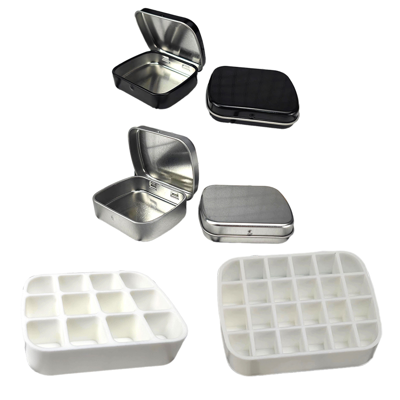1Pc Portable Empty Watercolor Tin Box 12/24 Grids Mini Watercolor Paint Palette Travel Painting Paint Tray Art Supplies