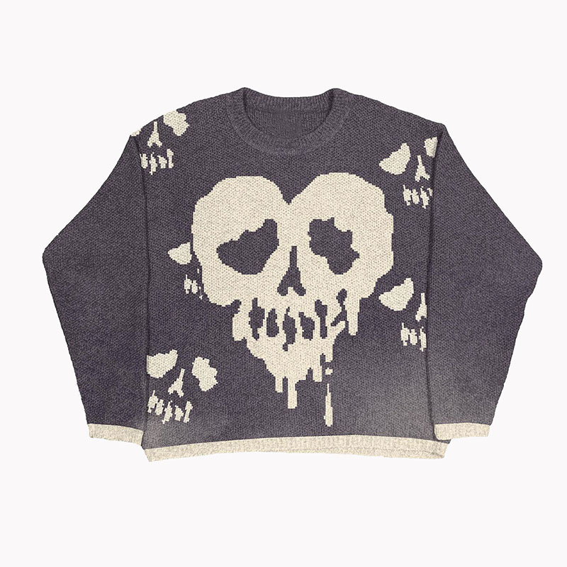 Vintage Pistol Sweater Knit 2024 Winter Loose Pullover Korean Y2k Hip-Hop Streetwear Ugly Christmas Sweater Oversized Knitwears