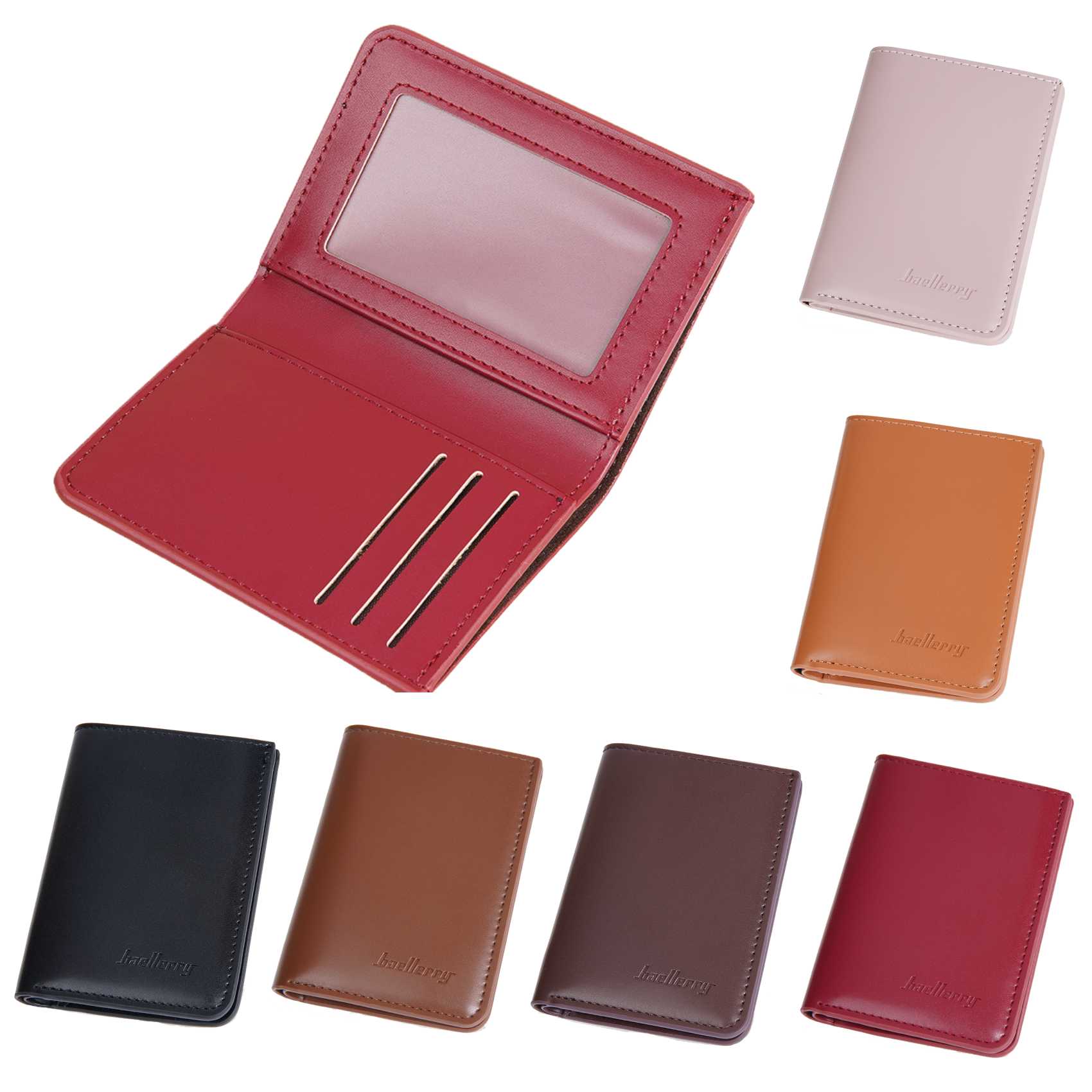 New Men's and Women's Unisex Short Wallet Simple and Thin PU Leather Clip Multi-slot Card Holder