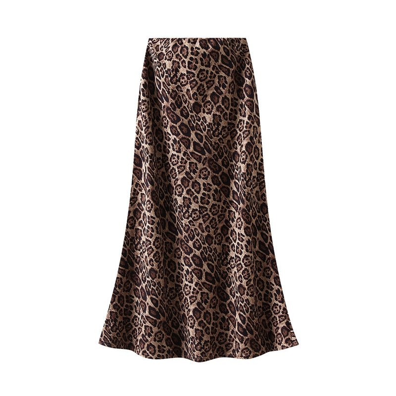 New In Leopard Print Suede Midi Skirt For Women 2025 Autumn Winter Fashion High Waist Bodycon Elegant Office Lady Skirts