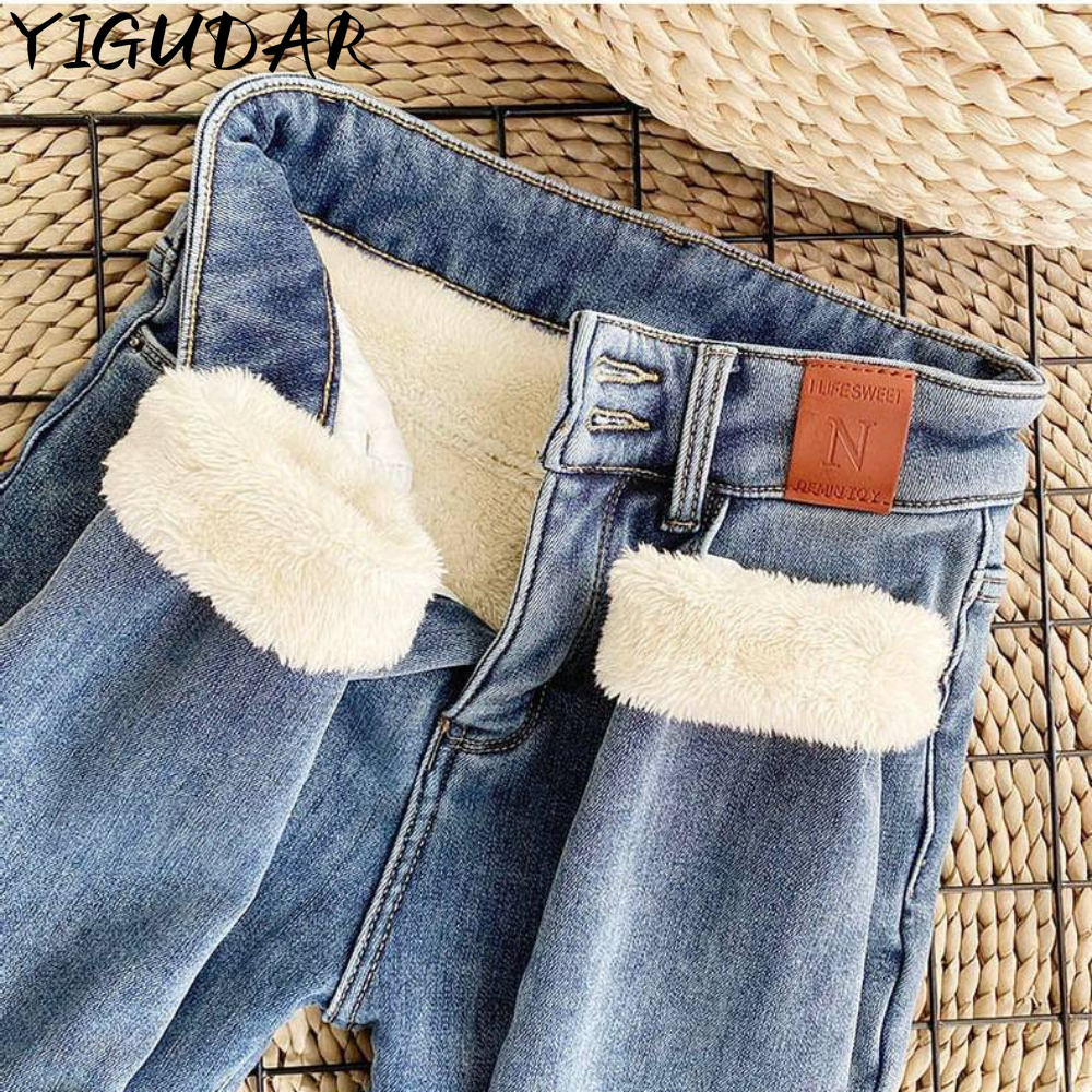 Fleece Warm Slim Fit Stretch Ladies Denim Pencil Pants women Winter Thick Velvet Women jeans High Waist Skinny Jeans woman pants
