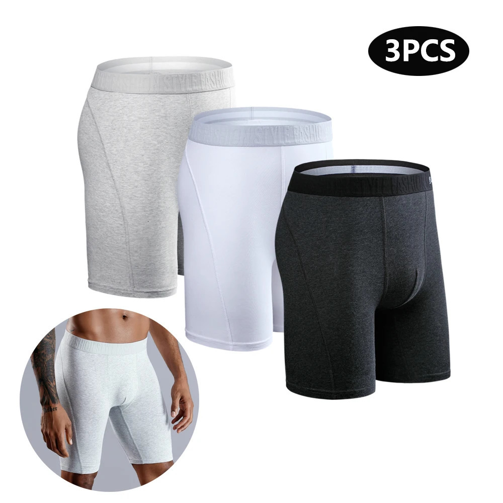 3pcs Long Boxers For Man Underware Mens Underpants Cotton Mens Panties Family Sexy Male Shorts 250708