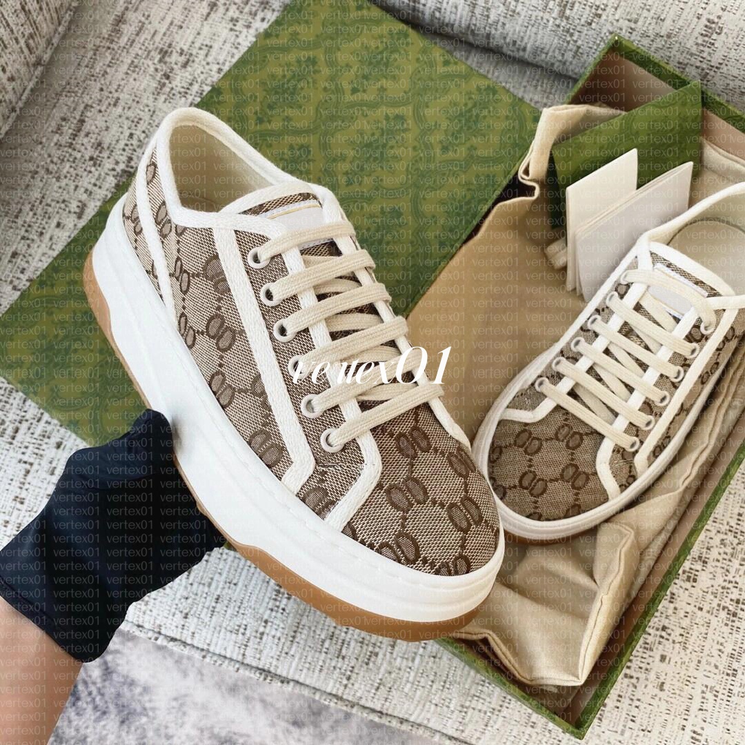 Designer High-quality Italy brand Women Casual Shoes low-cut 1977 high top Letter Sneaker Beige Ebony Canvas Tennis Shoe Luxury Fabric Trims thick-s