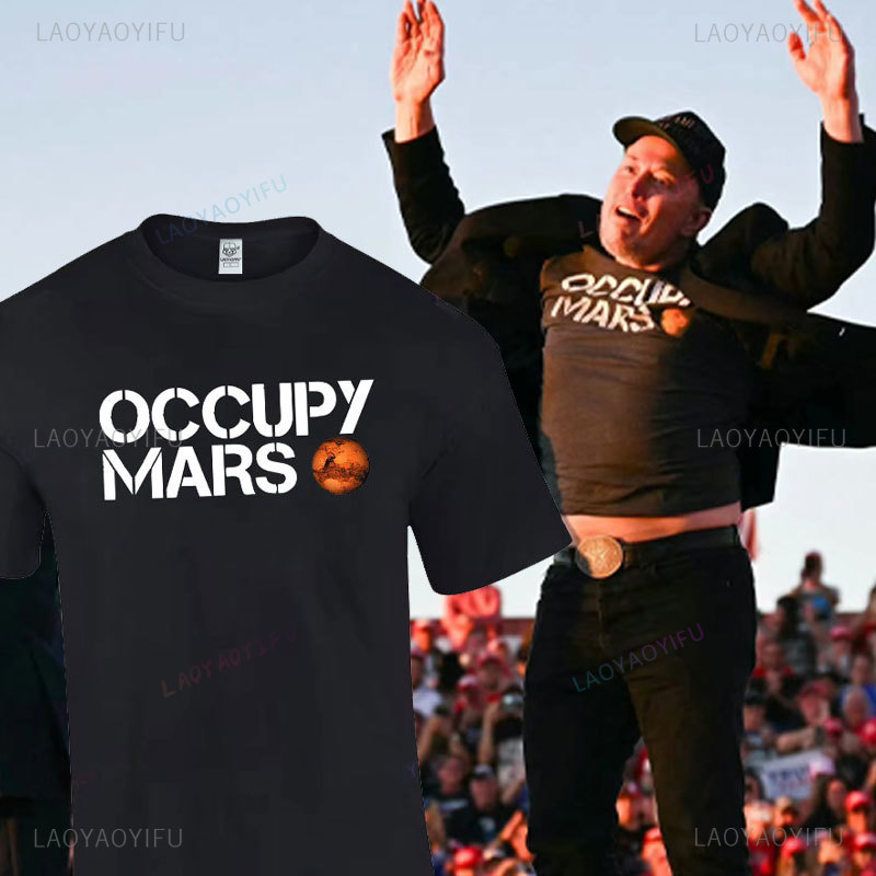 Elon Musk's Graphic T Shirts Man Occupy Mars Game High Quality Cotton T Shirt Summer Street Fashion Streetwear Outdoor Tops