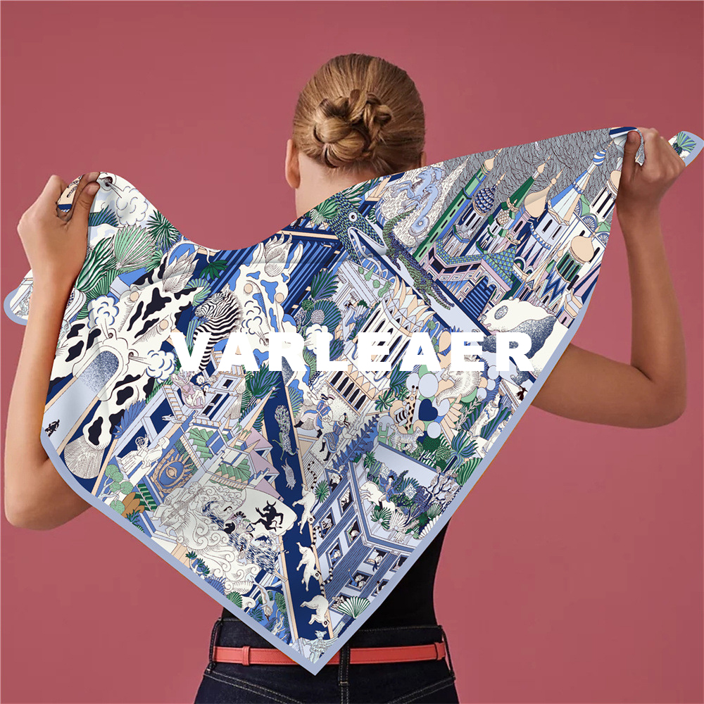 Triangular Silk Scarf Women Large Triangle Twill Shawls Bag Head Decoration Summer Spring Clothing Accessories Mother Valentine's Day Lover Gif