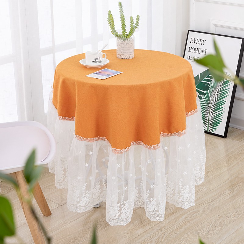 Round table cloth table cotton and linen coffee fresh white lace JZYH01-image-1066146865