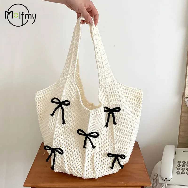 Sac à bandoulière en tricot Bow Sac en tricot vintage Sac à main tissé de haute qualité grande capacité porte épaule des sacs à main les sacs à m