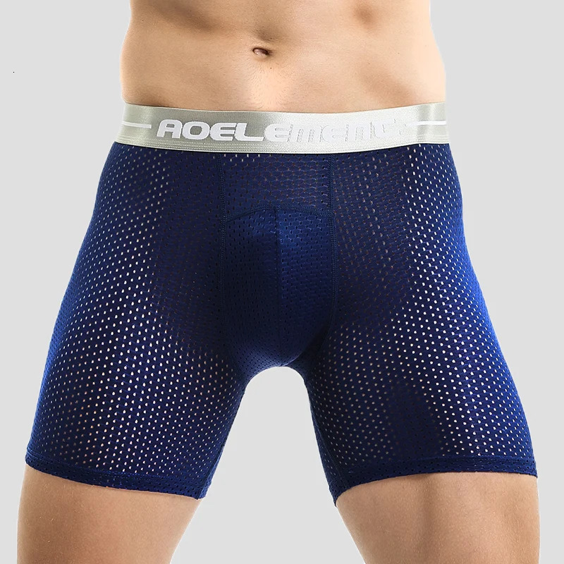 Mens Extra Long Sports Underwear Boxer Running Anti-Wear Legs Large Size Ice Silk Loose 100kg Fat Guy Four Corners 250708