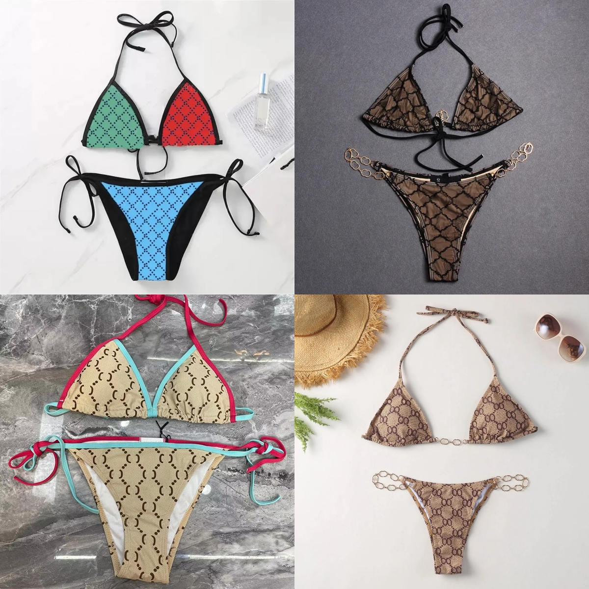 luxury bikini designer swimwear luxury size S-XL Summer Swimsuits womens wear Alphabet Black white greencomfort plaid chain sexy mixed cotton bikini