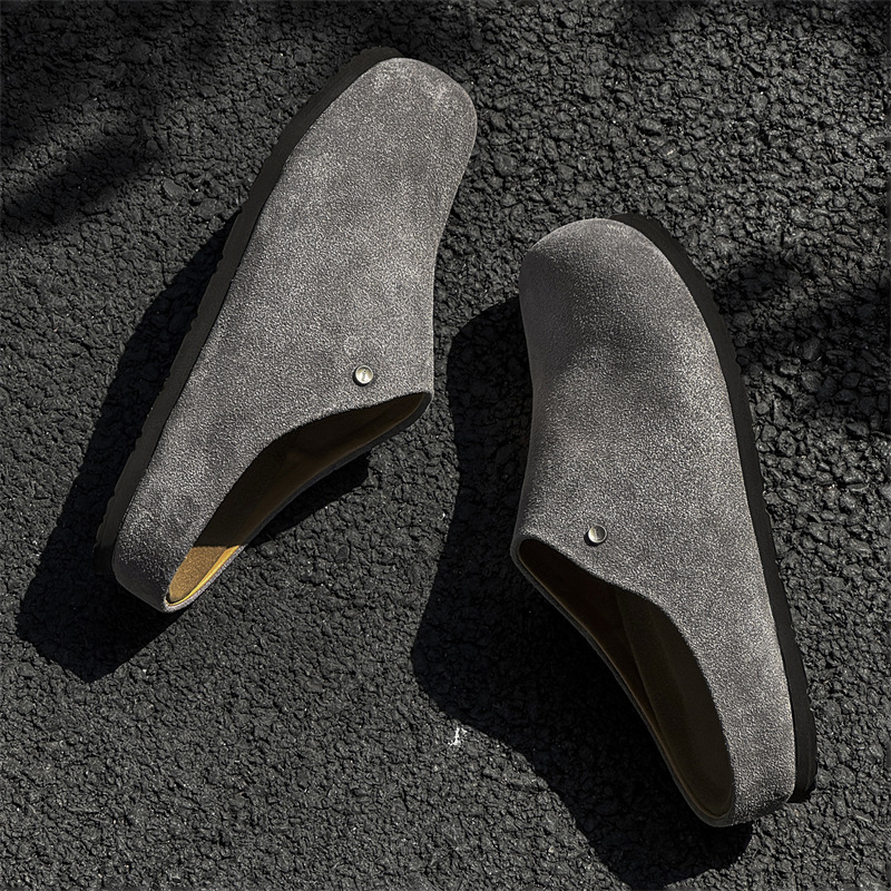 Femmes de mode élégantes hommes Chaussures en cuir glissades surdimensionnées polyvalentes rond rond en cuir appartement vintage rock gothique pu